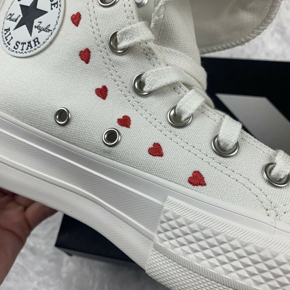 White Converse All Star Valentines Day Crafted with Love A01599c Womens - Picture 10 of 11